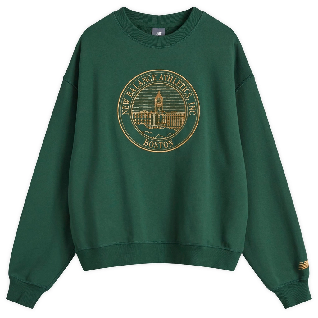 New Balance Men's Varsity Oversized Crewneck Sweat Nightwatch Green